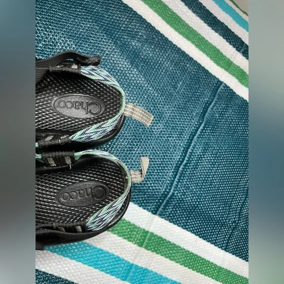 ✨🎉 Chaco ZX2 Strappy Blue Green Diamond Zigzag Pattern Outdoor Sandals Size 6 - Picture 3 of 12